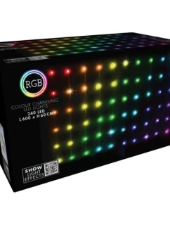 VÁNOČNÍ STROMEK SVĚTLA VENKOVNÍ / VNITŘNÍ SVĚTELNÝ ZÁVĚS 240 VEDL 600X60CM S DÁLKOVÝM OVLÁDÁNÍM RGB BARVA