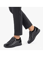 Dámské kožené polobotky na podpatku černé model 22060100 - VINCEZA