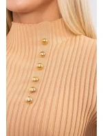 halenka s knoflíky béžová model 21753018 - K-Fashion halenka s knoflíky béžová model 21753018 - K-Fashion