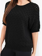 Dámský bavlněný model 22391368 svetr s krátkým rukávem černý - K-Fashion Dámský bavlněný model 22391368 svetr s krátkým rukávem černý - K-Fashion