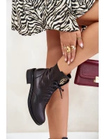 Kožené Botky Worker S Zlatým Na Černé model 21672963 - Zazoo