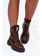 Dámské workery s ozdobou eko kůže čokoládové Karessa Dámské workery s ozdobou eko kůže čokoládové Karessa