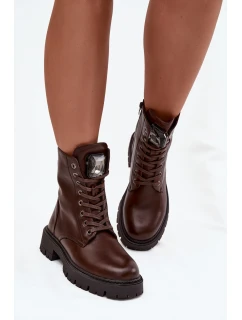 Dámské workery s ozdobou eko kůže čokoládové Karessa