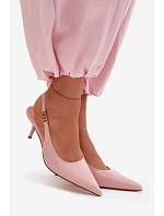 Dámské sandály z umělé kůže na podpatku Růžové model 22102970 - Boto