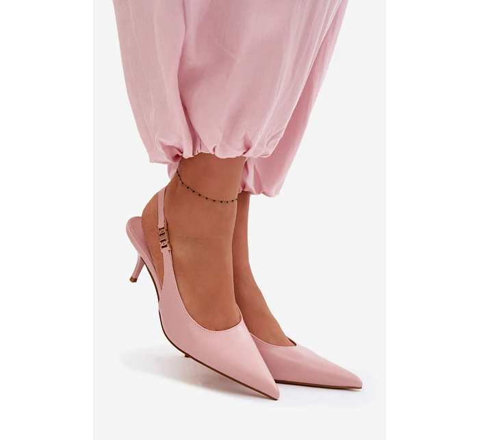 Dámské sandály z umělé kůže na podpatku Růžové model 22102970 - Boto