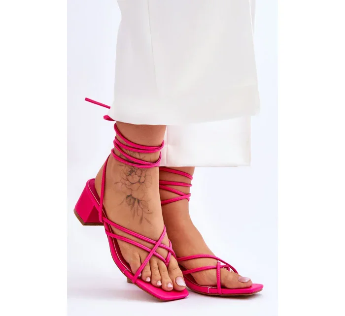 Vázané Sandály S Vysokými Podpatky Růžový Secret Love Vázané Sandály S Vysokými Podpatky Růžový Secret Love