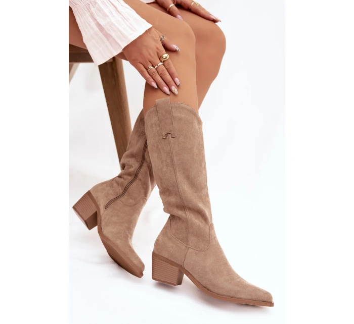 Dámské kovbojky model 21837054 – khaki - Kesi