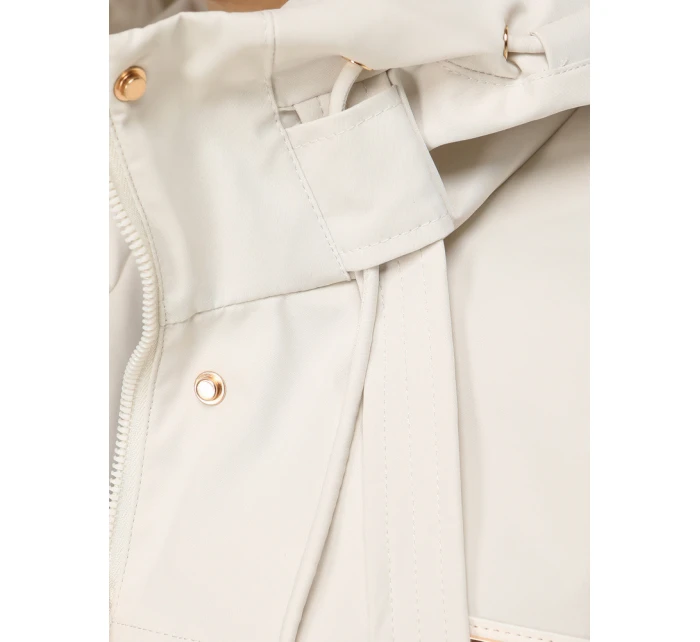 Kurtka przejściowa damska z kapturem i kieszeniami beżowa FashionStreet TY5634