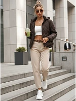 Kurtka damska przejściowa pikowana z kapturem brązowa model 22102043 - FashionStreet