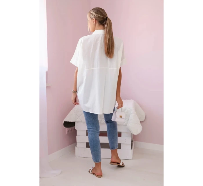 Bavlněná košile s krátkým rukávem ecru