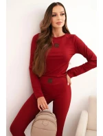 Dámská bavlněná souprava s dlouhým rukávem a legínami bordó Dámská bavlněná souprava s dlouhým rukávem a legínami bordó