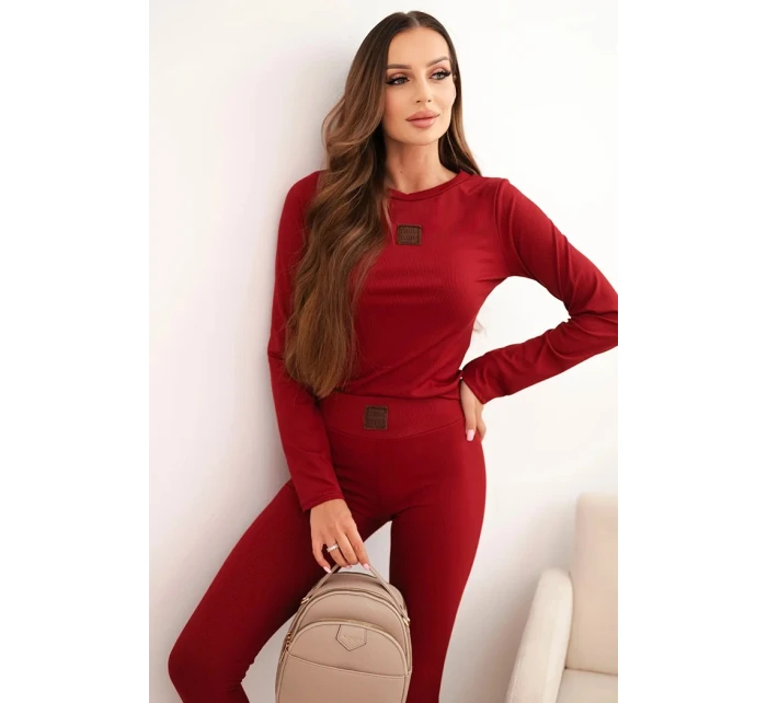 Dámská bavlněná souprava s dlouhým rukávem a legínami bordó Dámská bavlněná souprava s dlouhým rukávem a legínami bordó
