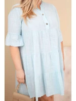 Dámské bavlněné šaty Plus Size s volány modré