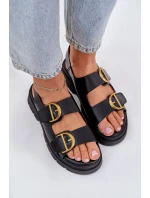 Eko Kožené Sandály S Přezkami Černé model 21684634 - Boto Eko Kožené Sandály S Přezkami Černé model 21684634 - Boto