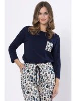 Dámské pyžamo  Tmavě modrá s béžovou model 21875970 - LEVEZA