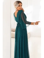 Dámské lesklé šaty model 21915158 lahvově zelené - numoco