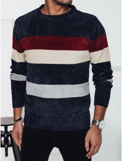 Pánský pruhovaný tmavě modrý svetr FashionStreet WX2240