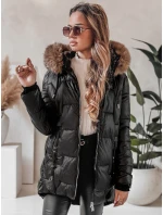 Dámská zimní bunda NORINA prošívaná s kožešinou černá FashionStreet TY5054