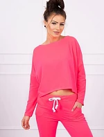 Sada s oversize halenkou růžová neonová