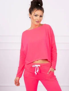 Sada s oversize halenkou růžová neonová