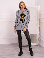 Vánoční svetr s medvídkem šedý