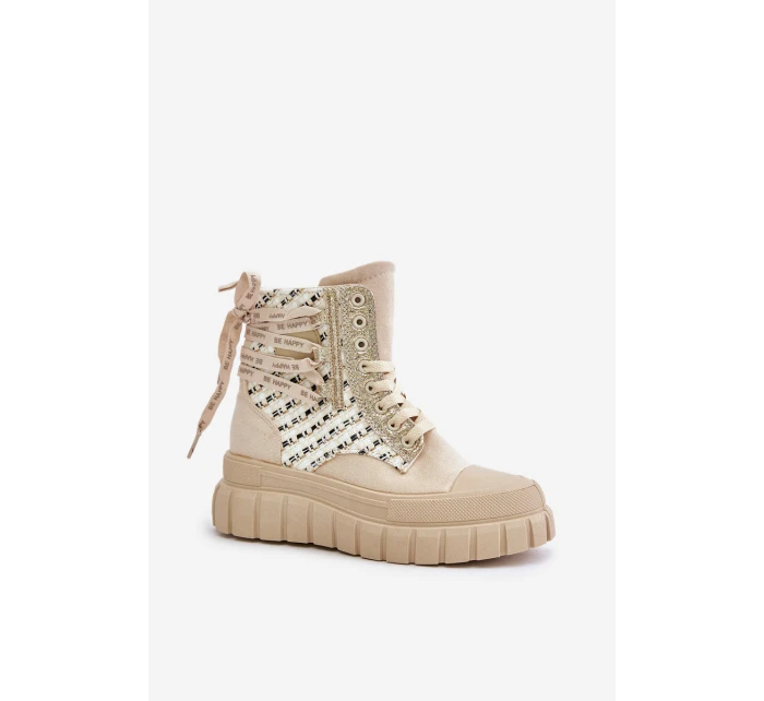 Vysoké Dámské Tenisky Na Masivní Platformě Světle Béžové Kernia Vysoké Dámské Tenisky Na Masivní Platformě Světle Béžové Kernia