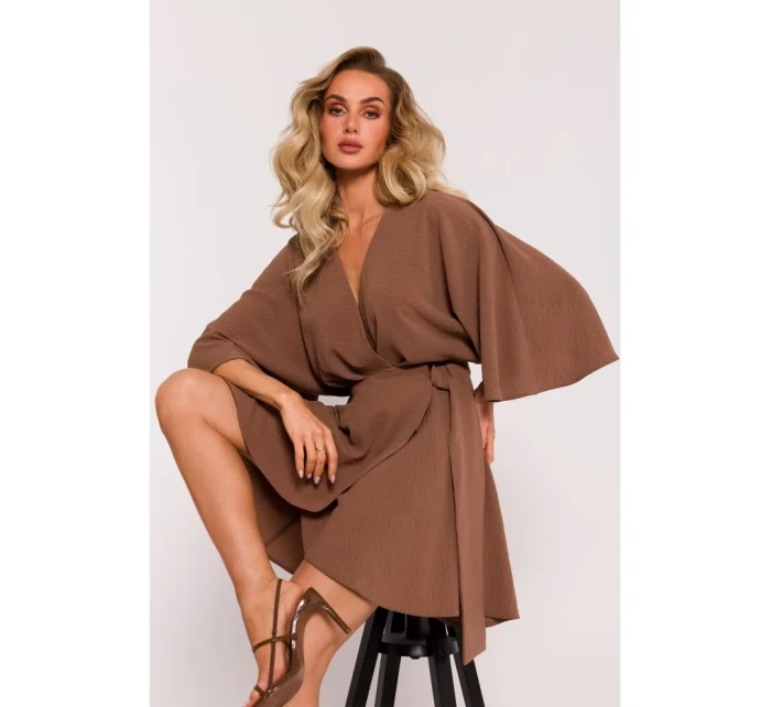 M785 Rozšířené mini šaty - čokoládové M785 Rozšířené mini šaty - čokoládové