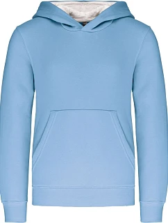 Kariban K 453 Dětská kontrastní mikina s kapucí 20.K453 sky blue/white