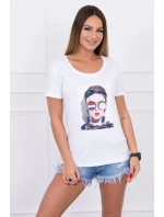 Halenka s ženskou grafikou bílá