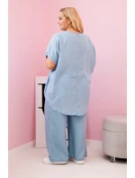 Dámská souprava Plus Size z halenka a kalhoty s vázáním světle model 21142682 - K-Fashion