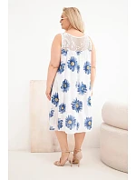 Dámské šaty Plus Size z viskózy s květinovým vzorem a krajkovým výstřihem bílé Dámské šaty Plus Size z viskózy s květinovým vzorem a krajkovým výstřihem bílé