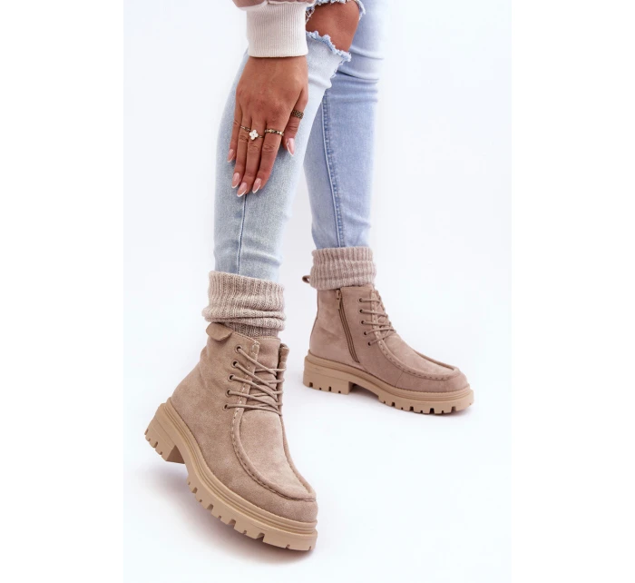 Dámské Boty Na Zip Bežové model 21636271 - Boto Dámské Boty Na Zip Bežové model 21636271 - Boto
