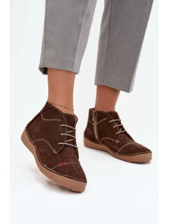 Kožené dámské polobotky s na zip  hnědé model 21710447 - Artiker