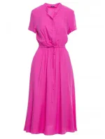 model 19647481 Viskózové šaty se šňůrkou v pase lila - STYLOVE