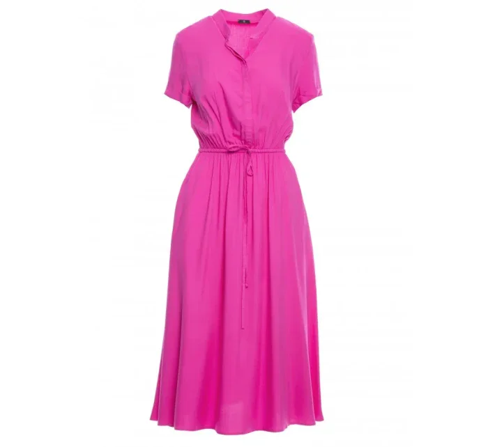 model 19647481 Viskózové šaty se šňůrkou v pase lila - STYLOVE