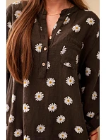 Dámská květinová blůza model 22045083 hnědá - Kesi
