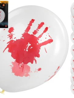 HALLOWEEN DEKORATIVNÍ BALÓN KRVAVÝ OTISK RUKY 10KS