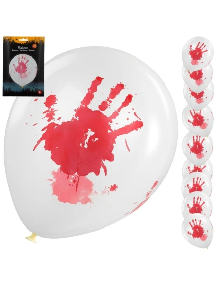 HALLOWEEN DEKORATIVNÍ BALÓN KRVAVÝ OTISK RUKY 10KS