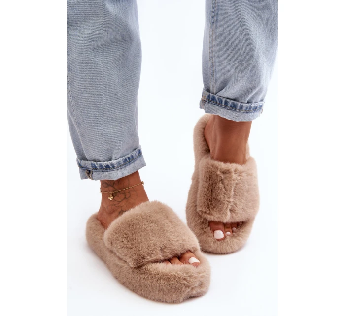 Dámské kožešinové pantofle Bežové Biella Dámské kožešinové pantofle Bežové Biella