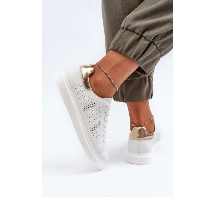 Bílé dámské kožené tenisky S.Barski LR760