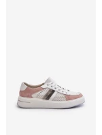 Dámské kožené tenisky D&A LR110 bílo-růžové