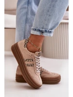 model 21669356 Dámské Semišové Sneakersy Na Platformě Leopardí Růžové - Zazoo