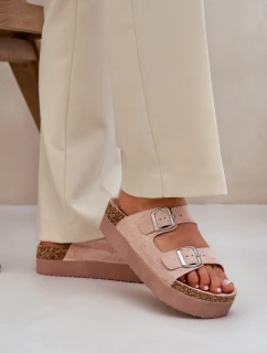 Dámské Pantofle Na Masivní Platformě S Přezkami Růžové model 21685357 - Boto