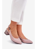 Dámské sandály na podpatku se   špinavě růžové model 21690149 - VINCEZA