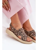 Zazoo 40392 Kožené Sandály Dámské Leopardí Hnědé Zazoo 40392 Kožené Sandály Dámské Leopardí Hnědé