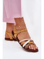 Dámské sandály s se pásky žluté model 21697530 - SERGIO LEONE Dámské sandály s se pásky žluté model 21697530 - SERGIO LEONE