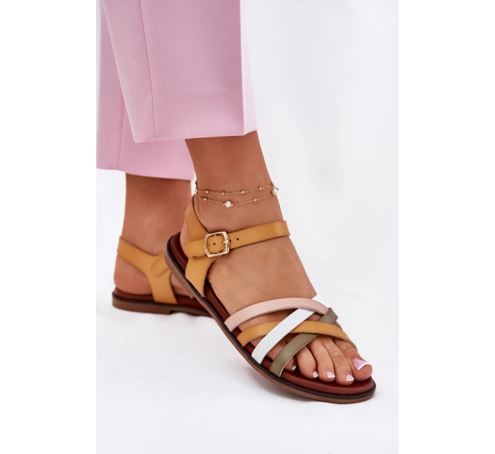 Dámské sandály s se pásky žluté model 21697530 - SERGIO LEONE Dámské sandály s se pásky žluté model 21697530 - SERGIO LEONE