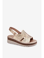 Kožené sandály na platformě model 22101270 Zlaté - S.Barski Kožené sandály na platformě model 22101270 Zlaté - S.Barski