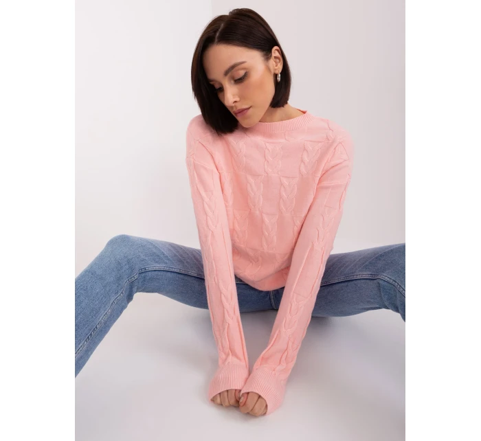 Sweter AT SW model 19040877 jasny różowy - FPrice Sweter AT SW model 19040877 jasny różowy - FPrice