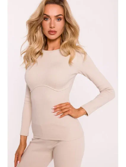 M817 Žebrovaný korzetový top s dlouhými rukávy - pískový M817 Žebrovaný korzetový top s dlouhými rukávy - pískový